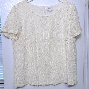 🤍 J. Crew white lace top